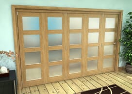 Frosted Glazed Oak Prefinished 5 Door 4l Roomfold Grande (5 + 0 X 610mm Doors) Image