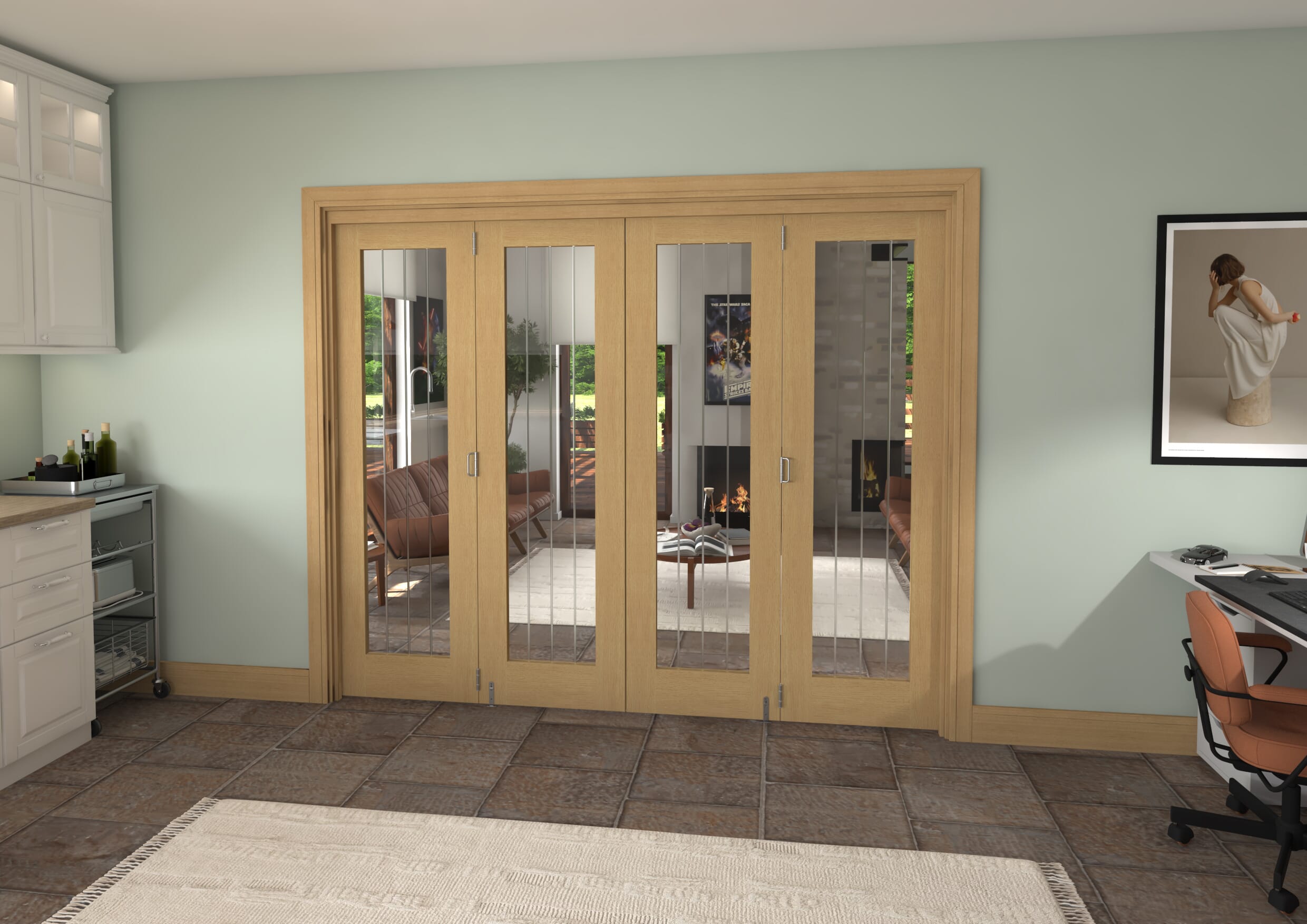 2528x2060x133mm Mexicano Oak P10 Prefinished Roomfold Grande (2+2)