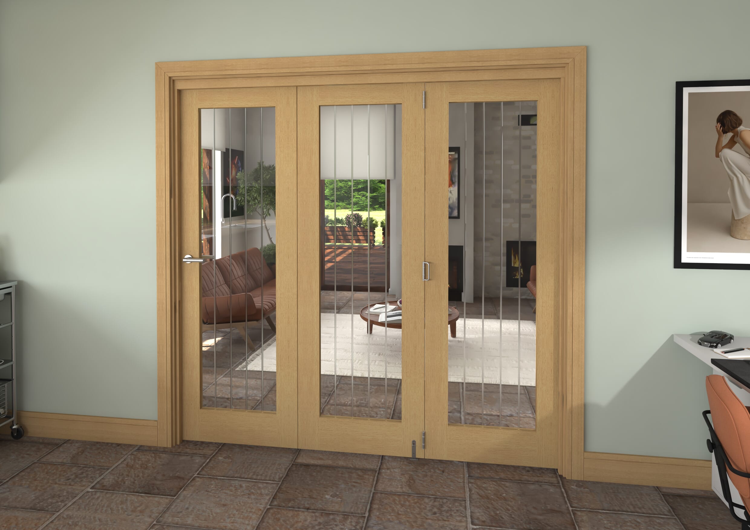 2133x2060x133mm Mexicano Oak P10 Prefinished Roomfold Grande (3+0)