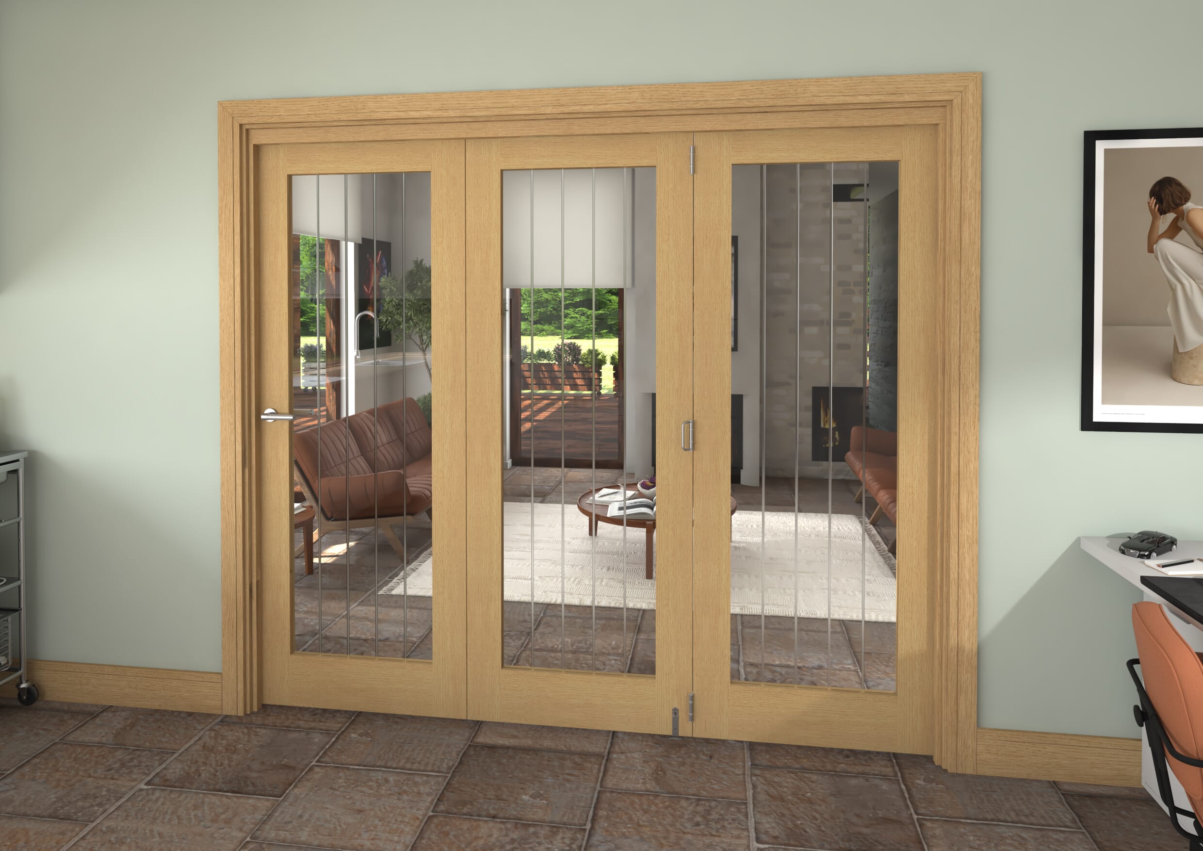 2361x2060x133mm Mexicano Oak P10 Prefinished Roomfold Grande (3+0)