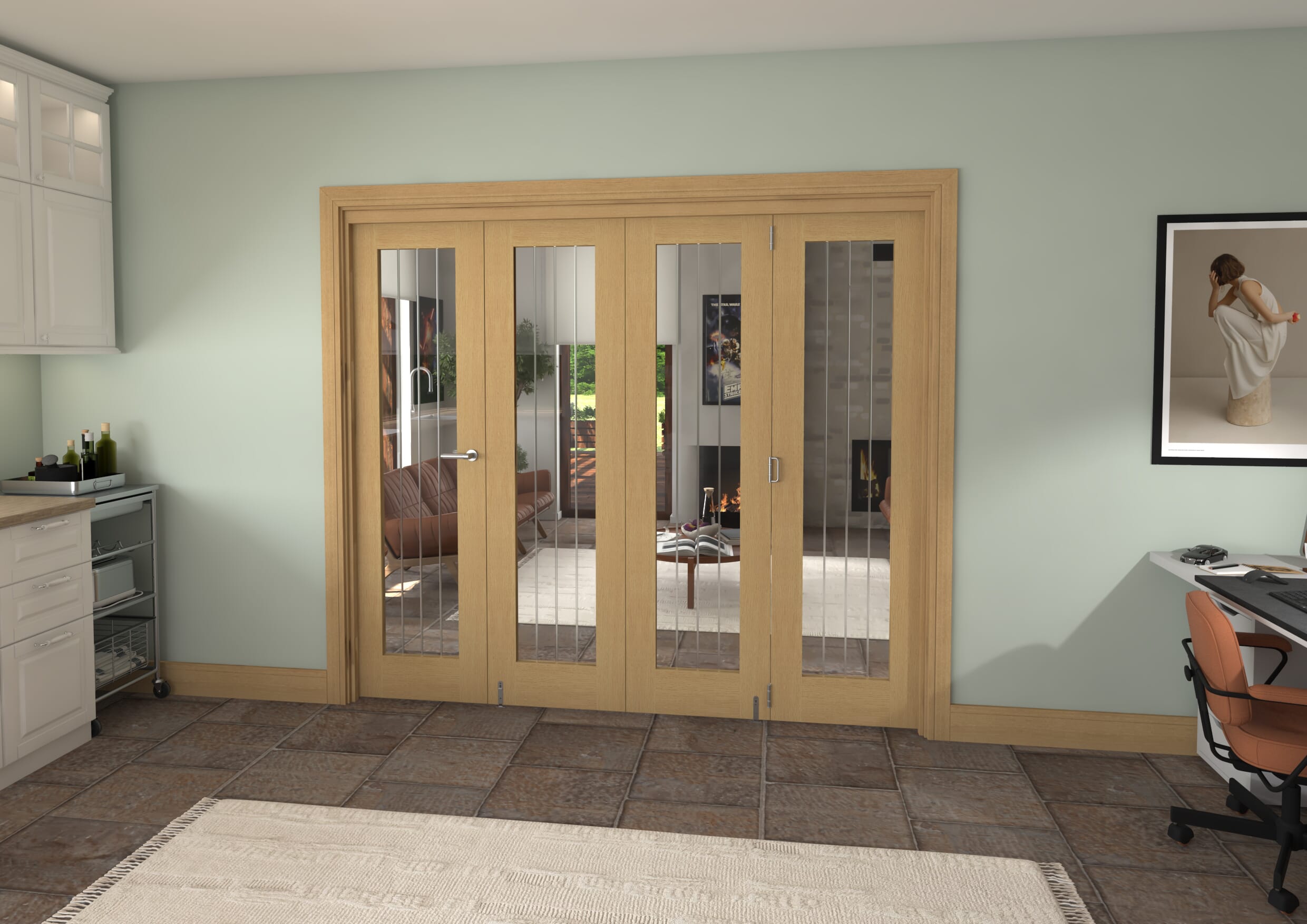 2380x2060x133mm Mexicano Oak P10 Prefinished Roomfold Grande (3+1)
