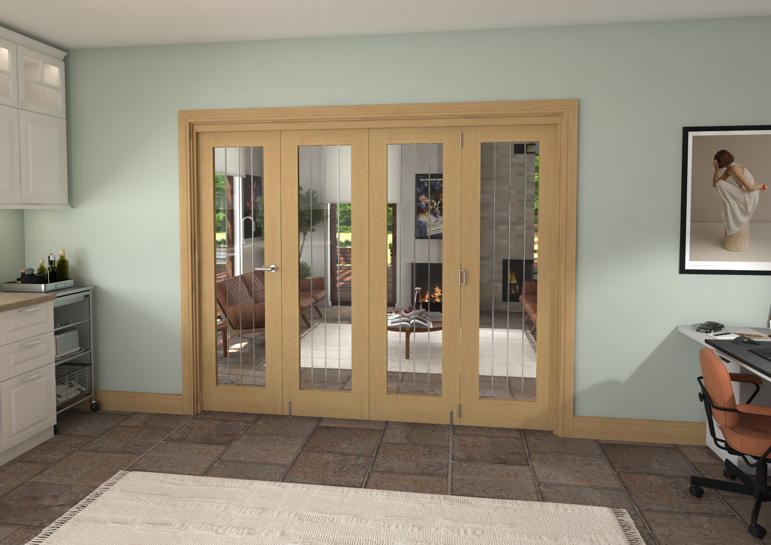 2528x2060x133mm Mexicano Oak P10 Prefinished Roomfold Grande (3+1)