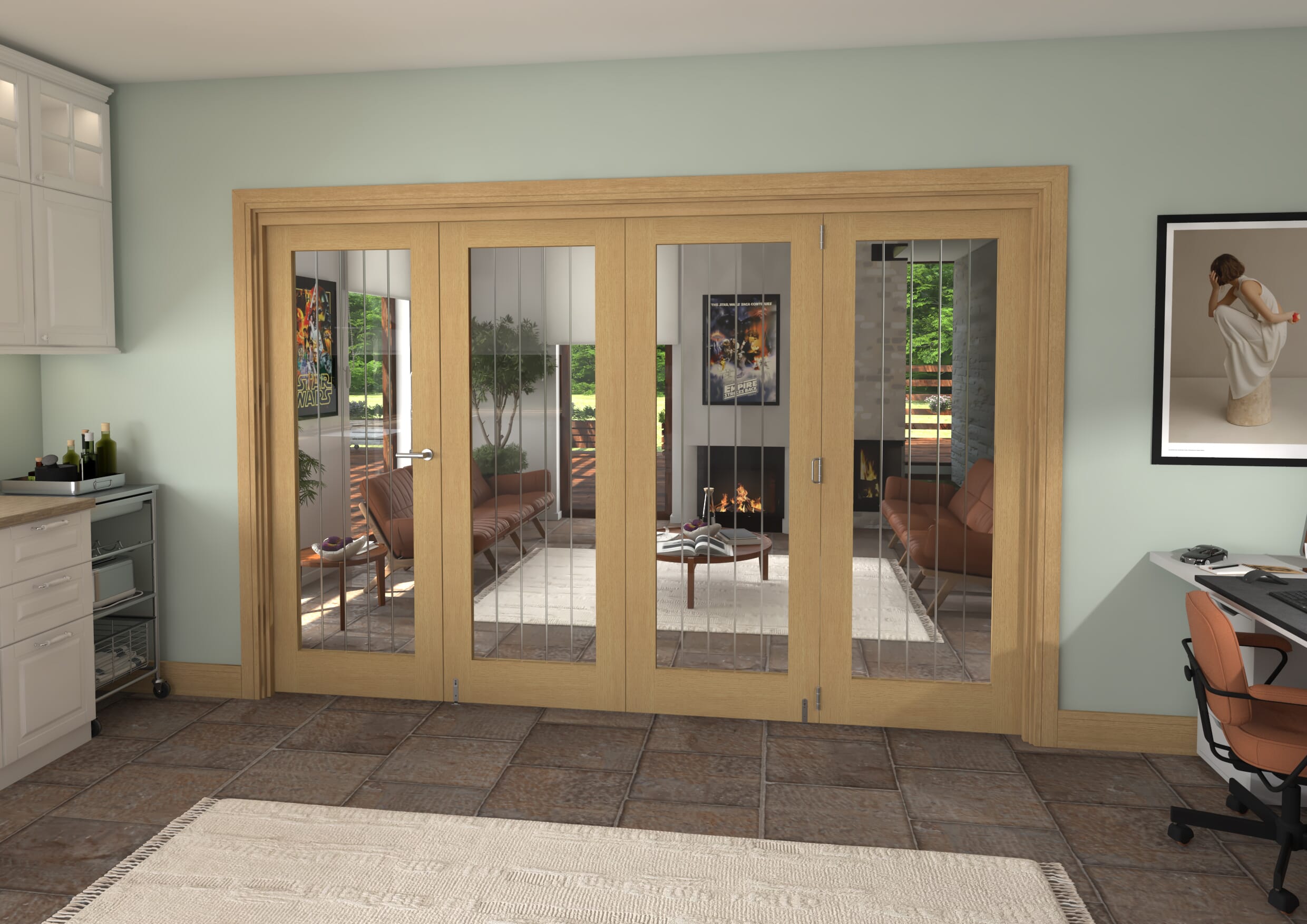 3136x2060x133mm Mexicano Oak P10 Prefinished Roomfold Grande (3+1)