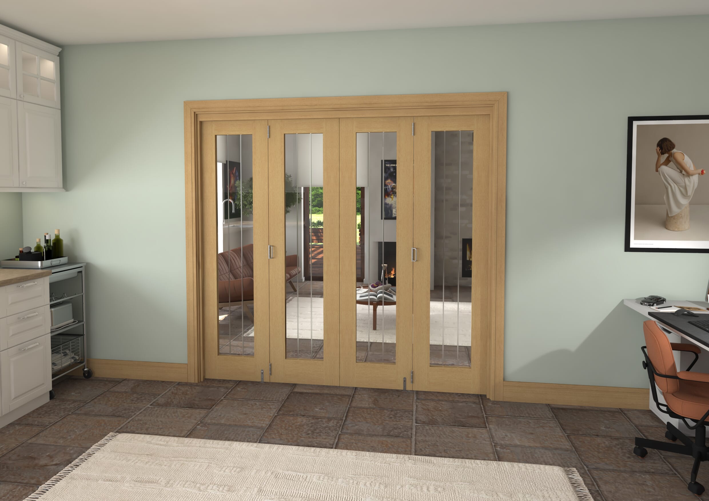 2213x2060x133mm Mexicano Oak P10 Prefinished Roomfold Grande (4+0)