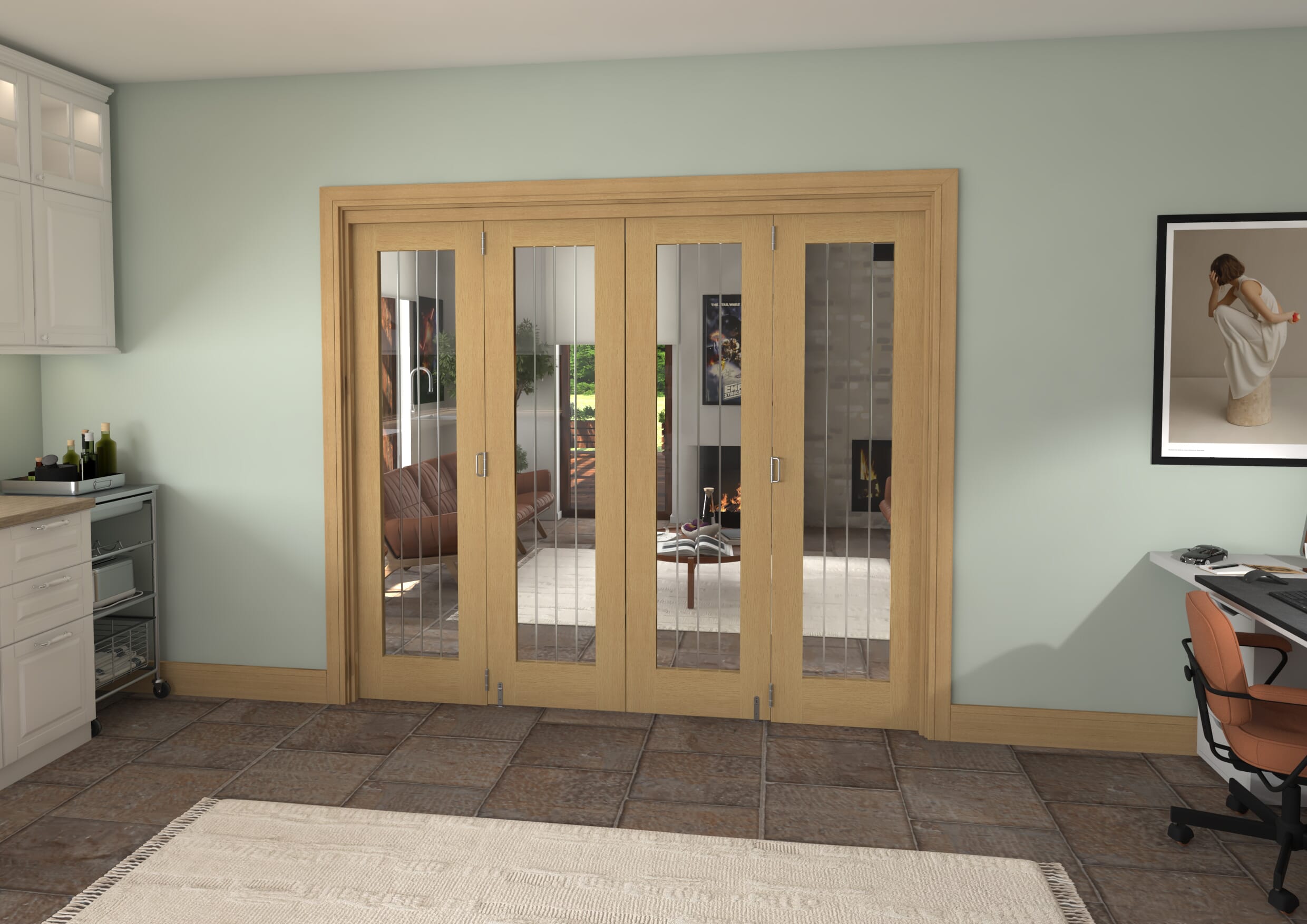2373x2060x133mm Mexicano Oak P10 Prefinished Roomfold Grande (4+0)