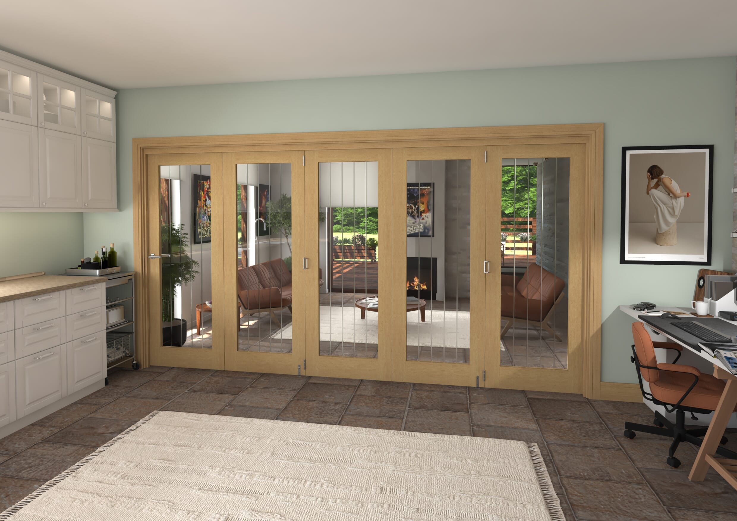 3891x2060x133mm Mexicano Oak P10 Prefinished Roomfold Grande (5+0)