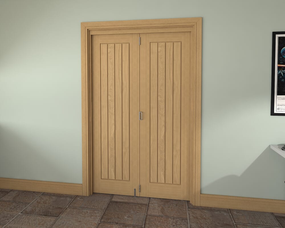 Prefinished Mexicano Oak 2 Door Roomfold Grande (2 + 0 x 610mm Doors)