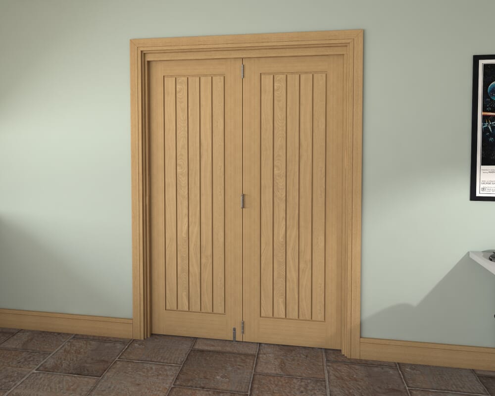 Prefinished Mexicano Oak 2 Door Roomfold Grande (2 + 0 x 686mm Doors)