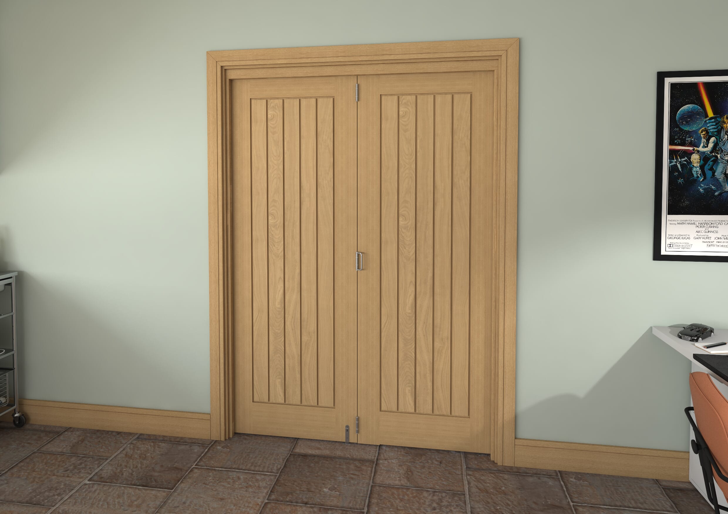 Prefinished Mexicano Oak 2 Door Roomfold Grande (2 + 0 X 711mm Doors) Image