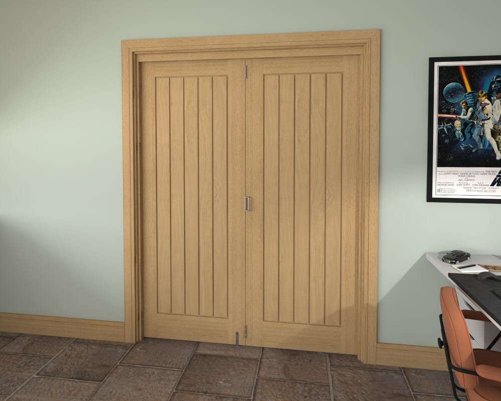 Prefinished Mexicano Oak 2 Door Roomfold Grande (2 + 0 x 762mm Doors)