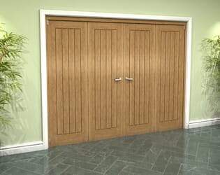 Prefinished Mexicano Oak 4 Door Roomfold Grande (2 + 2 x 610mm Doors)