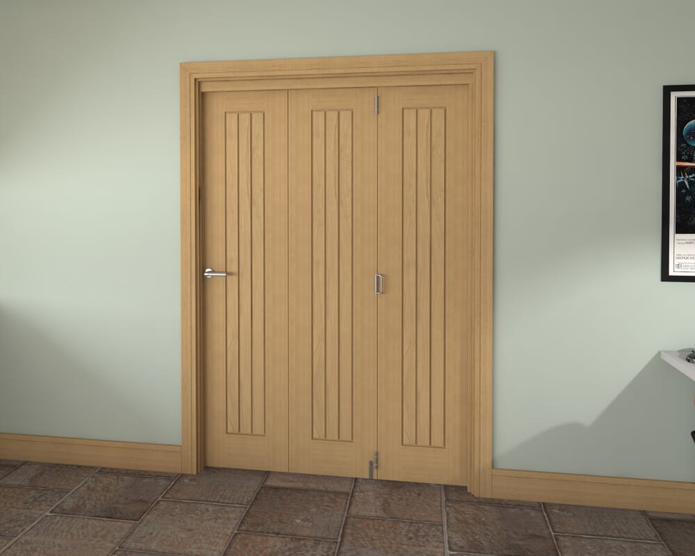 Prefinished Mexicano Oak 3 Door Roomfold Grande (3 + 0 x 457mm Doors)