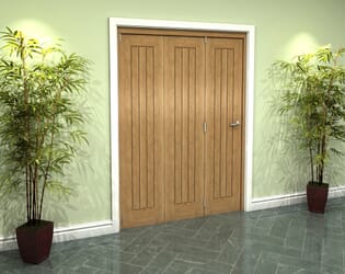 Prefinished Mexicano Oak 3 Door Roomfold Grande (3 + 0 x 457mm Doors)