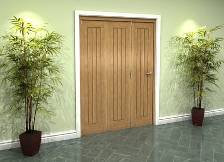 Prefinished Mexicano Oak 3 Door Roomfold Grande (3 + 0 x 457mm Doors)