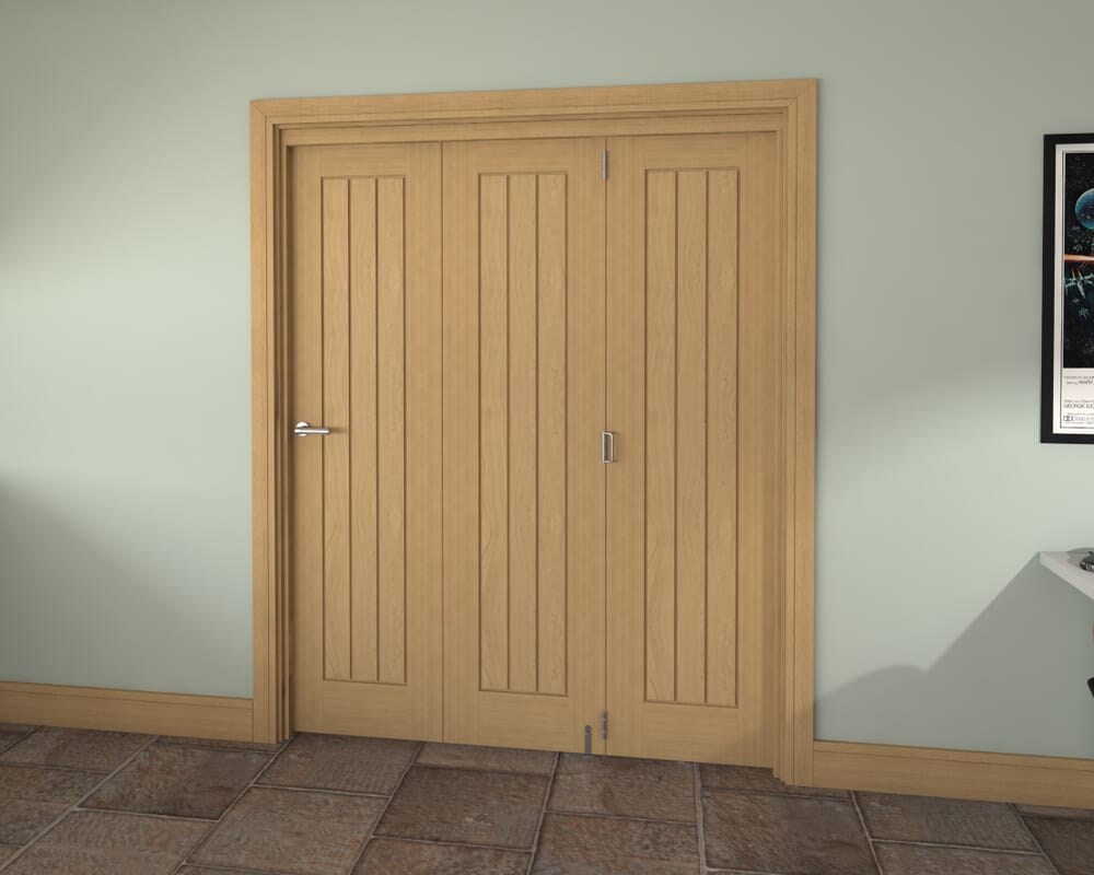 Prefinished Mexicano Oak 3 Door Roomfold Grande (3 + 0 x 533mm Doors)