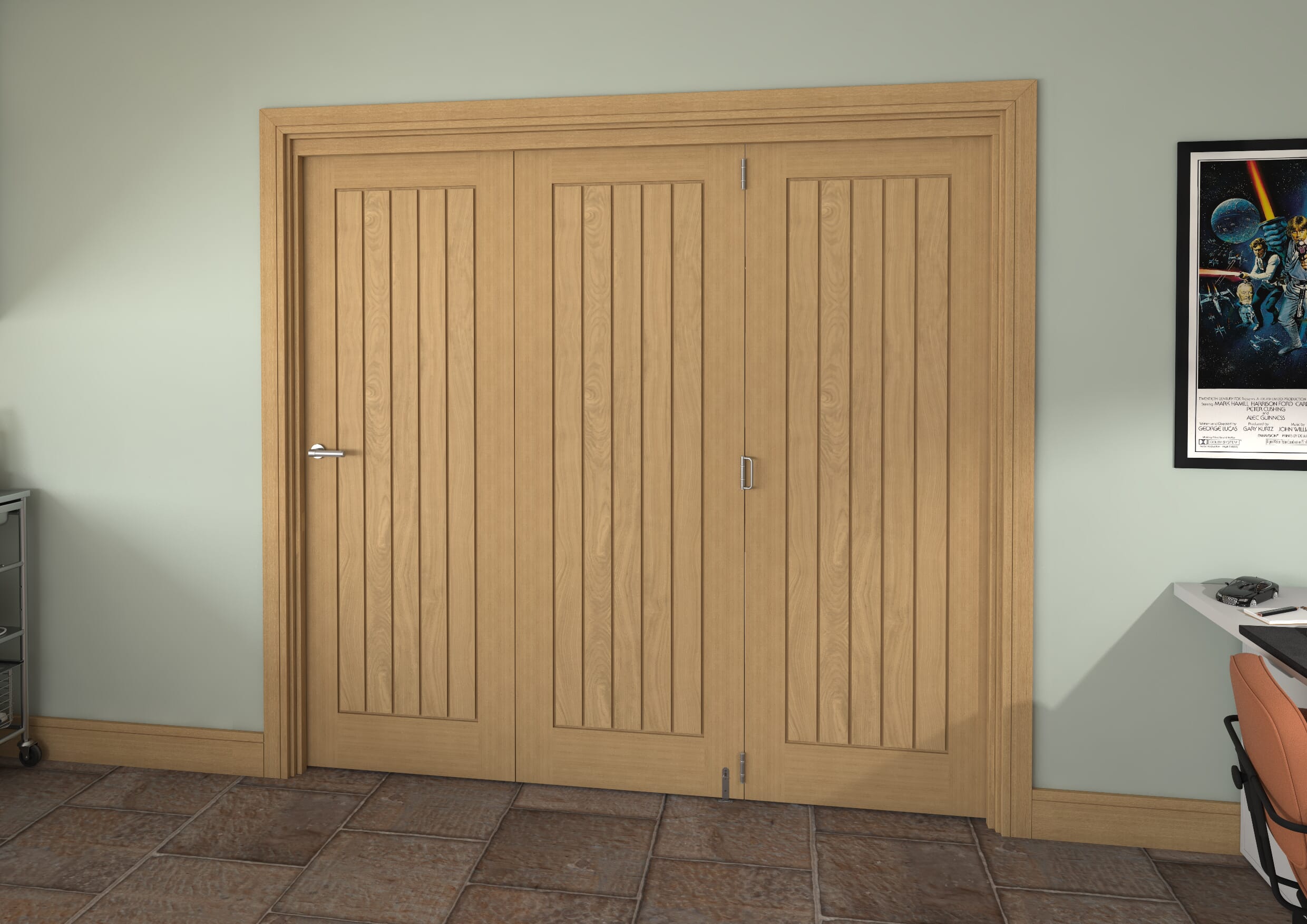 Prefinished Mexicano Oak 3 Door Roomfold Grande (3 + 0 X 711mm Doors) Image