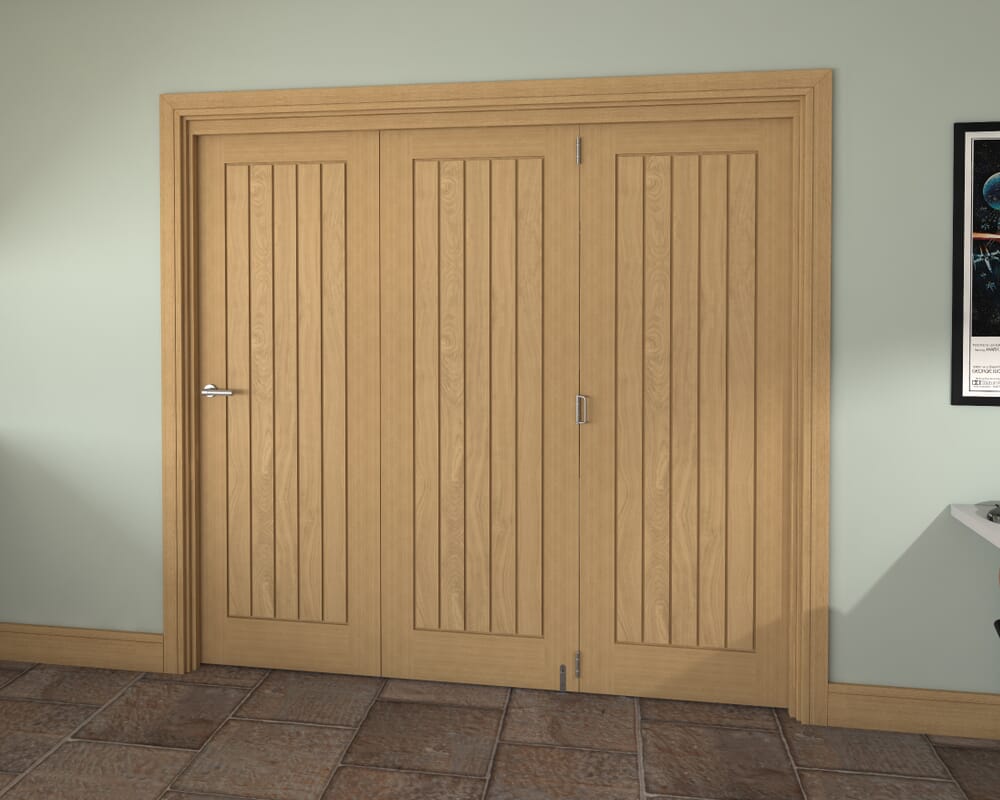 Prefinished Mexicano Oak 3 Door Roomfold Grande (3 + 0 x 711mm Doors)
