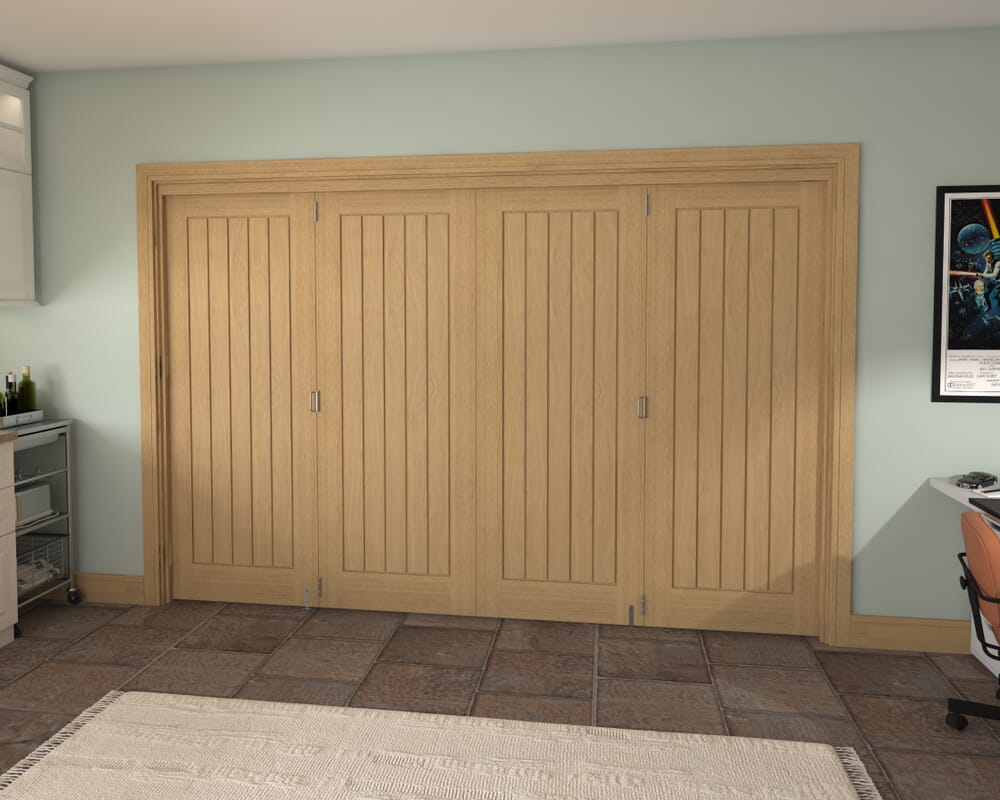 Prefinished Mexicano Oak 4 Door Roomfold Grande (4 + 0 x 762mm Doors)