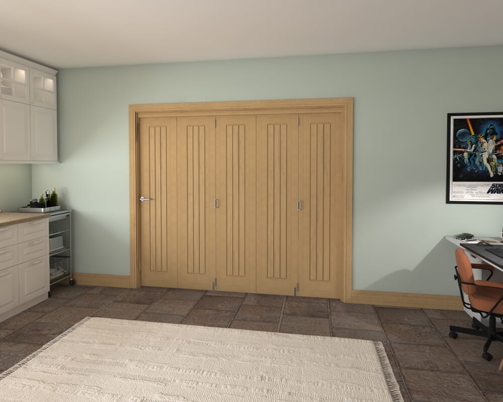 Prefinished Mexicano Oak 5 Door Roomfold Grande (5 + 0 x 457mm Doors)