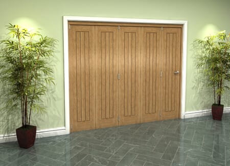 Prefinished Mexicano Oak 5 Door Roomfold Grande (5 + 0 x 457mm Doors)