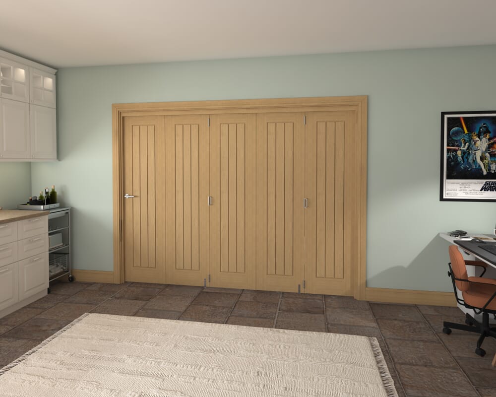 Prefinished Mexicano Oak 5 Door Roomfold Grande (5 + 0 x 533mm Doors)
