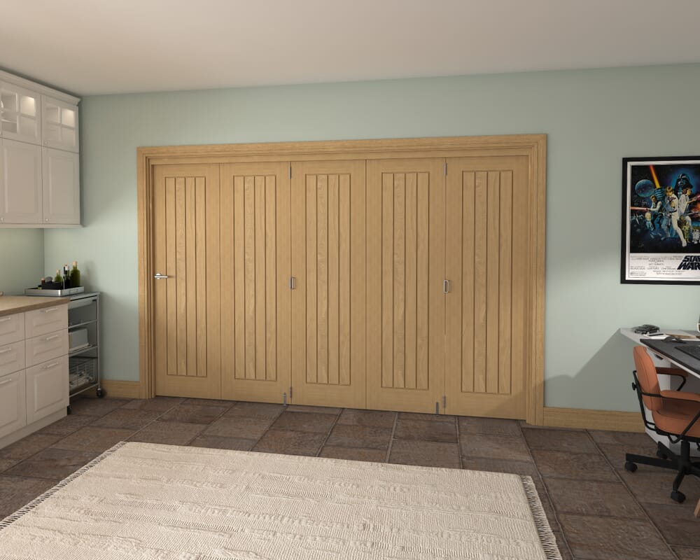 Prefinished Mexicano Oak 5 Door Roomfold Grande (5 + 0 x 610mm Doors)
