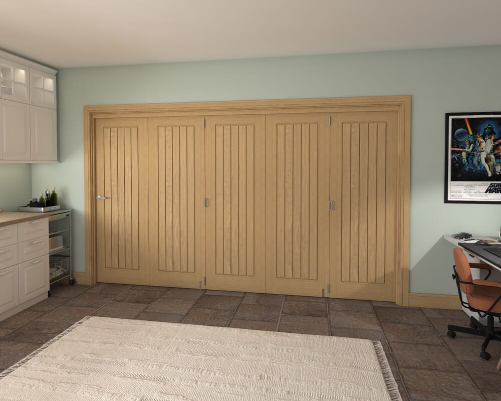 Prefinished Mexicano Oak 5 Door Roomfold Grande (5 + 0 x 686mm Doors)