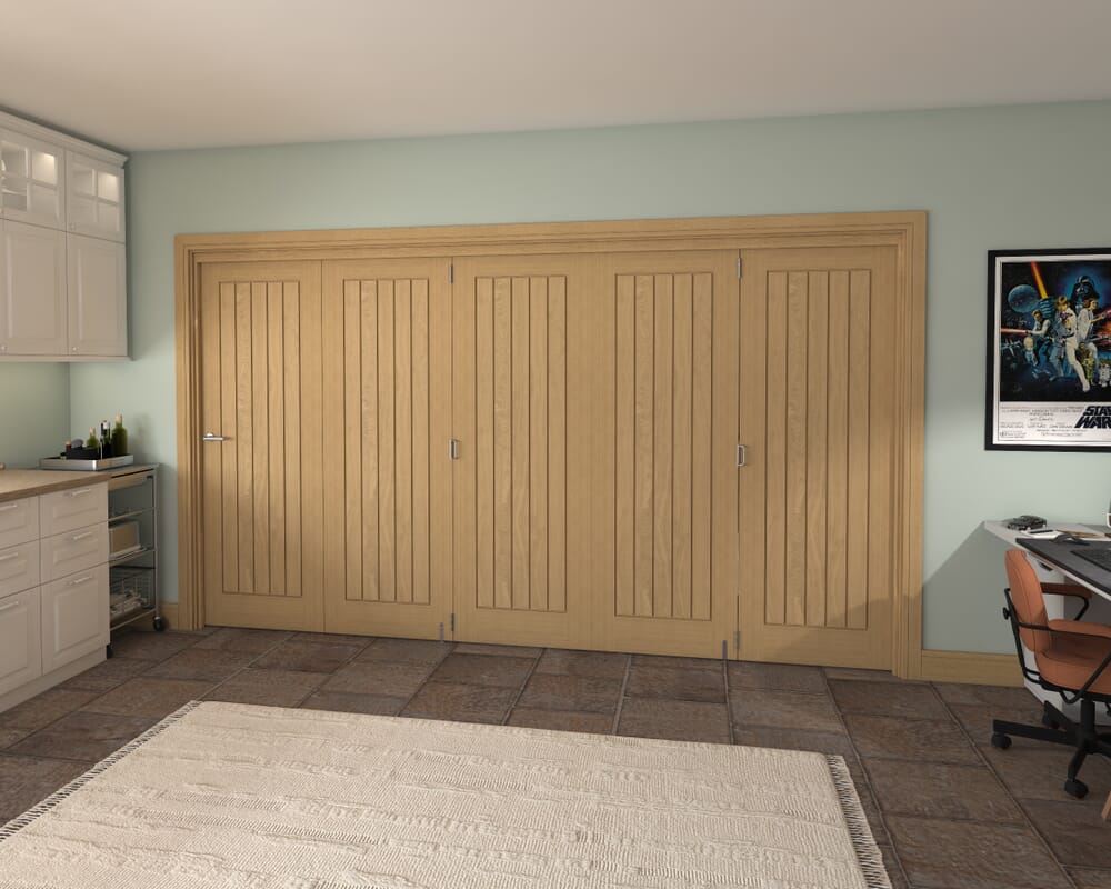 Prefinished Mexicano Oak 5 Door Roomfold Grande (5 + 0 x 711mm Doors)