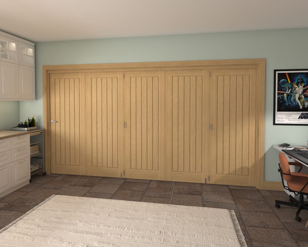 Prefinished Mexicano Oak 5 Door Roomfold Grande (5 + 0 x 762mm Doors)