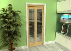 Glazed Oak 2 Door Roomfold Grande (2 + 0 X 381mm Doors) Image