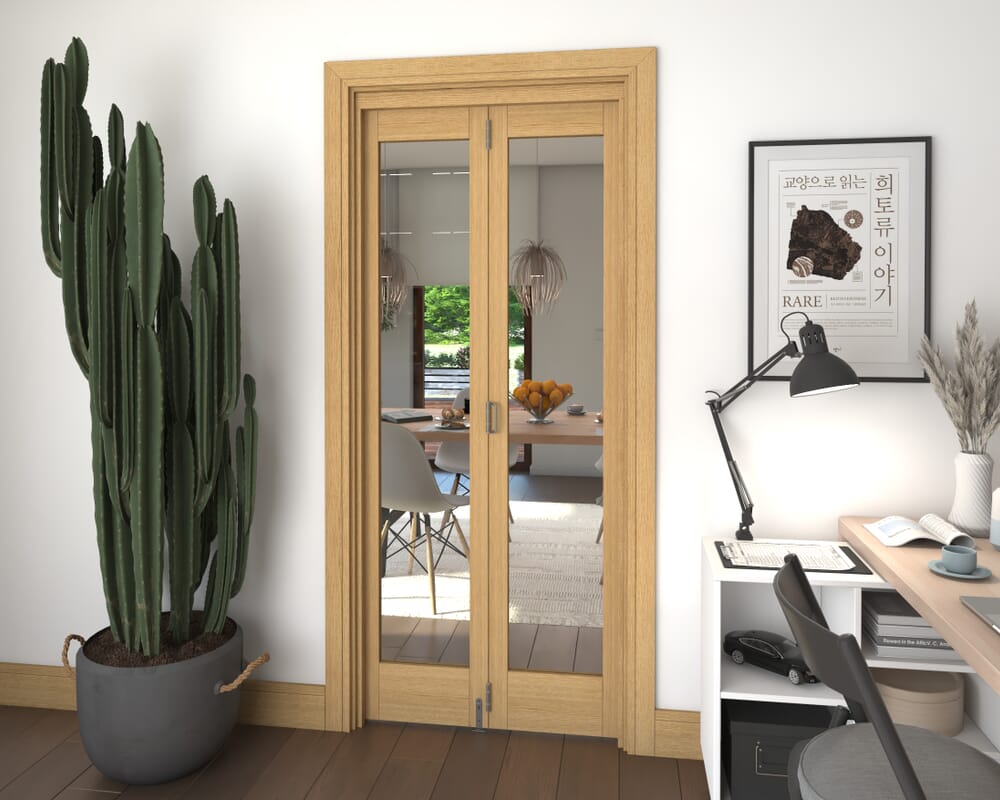 Glazed Oak 2 Door Roomfold Grande (2 + 0 x 419mm Doors)