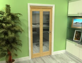 Glazed Oak 2 Door Roomfold Grande (2 + 0 x 419mm Doors)