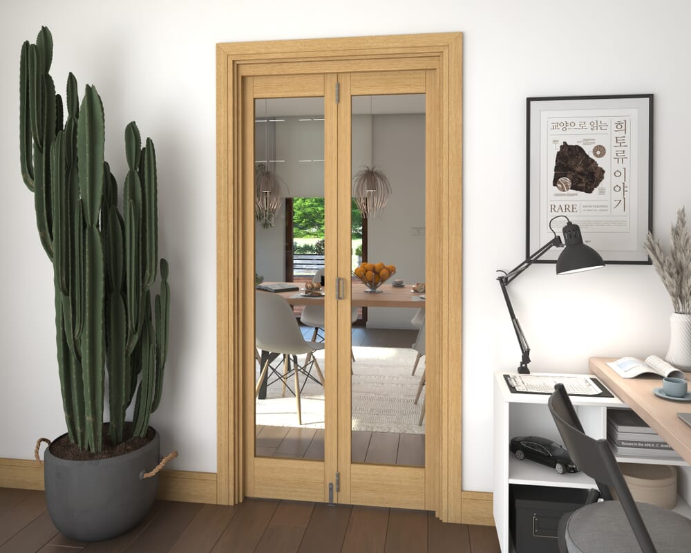 Glazed Oak 2 Door Roomfold Grande (2 + 0 x 457mm Doors)
