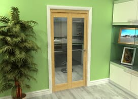 Glazed Oak 2 Door Roomfold Grande (2 + 0 X 457mm Doors) Image