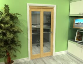Glazed Oak 2 Door Roomfold Grande (2 + 0 x 457mm Doors)