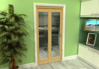 Glazed Oak 2 Door Roomfold Grande (2 + 0 x 457mm Doors)
