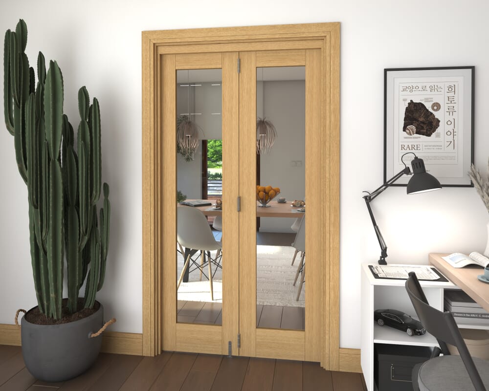 Glazed Oak 2 Door Roomfold Grande (2 + 0 x 533mm Doors)