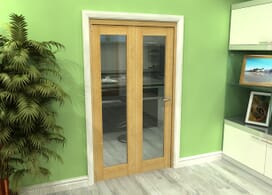 Glazed Oak 2 Door Roomfold Grande (2 + 0 X 533mm Doors) Image