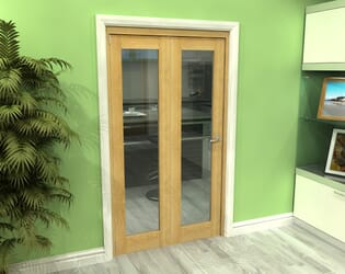 Glazed Oak 2 Door Roomfold Grande (2 + 0 x 533mm Doors)