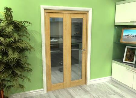 Glazed Oak 2 Door Roomfold Grande (2 + 0 x 533mm Doors)