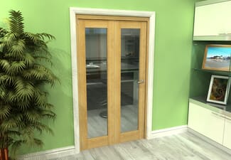 Glazed Oak 2 Door Roomfold Grande (2 + 0 x 573mm Doors)