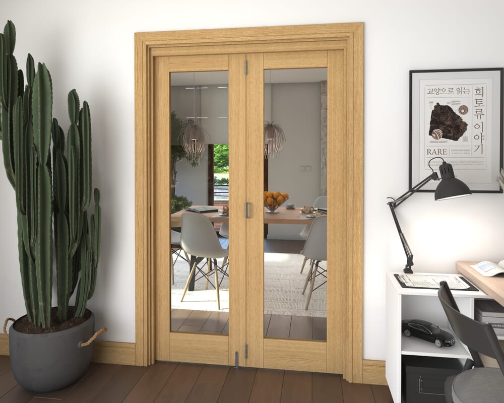 Glazed Oak 2 Door Roomfold Grande (2 + 0 x 610mm Doors)