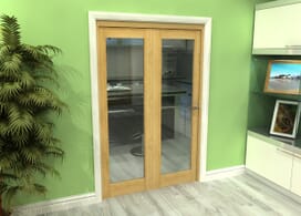 Glazed Oak 2 Door Roomfold Grande (2 + 0 X 610mm Doors) Image