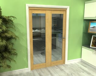 Glazed Oak 2 Door Roomfold Grande (2 + 0 x 610mm Doors)