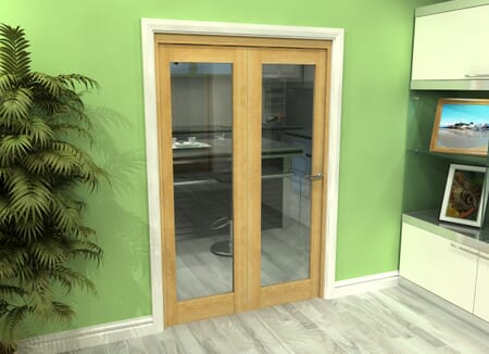 Glazed Oak 2 Door Roomfold Grande (2 + 0 x 610mm Doors)