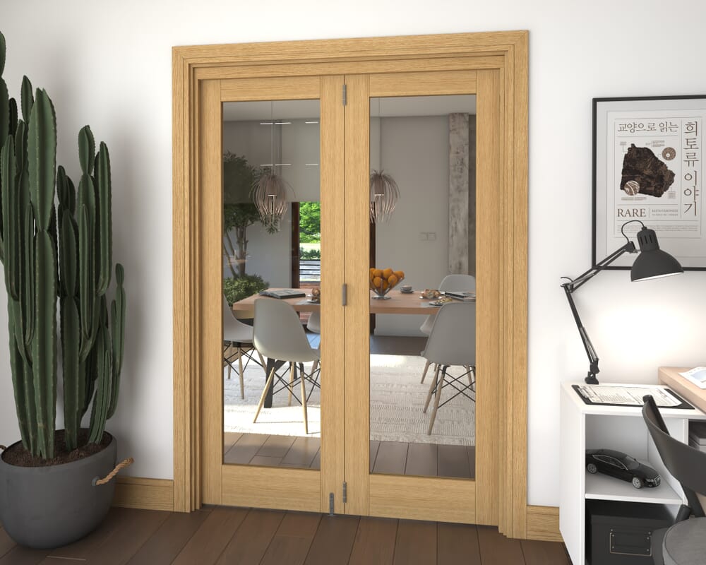 Glazed Oak 2 Door Roomfold Grande (2 + 0 x 686mm Doors)