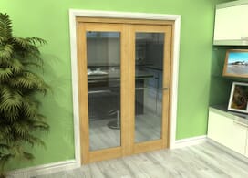 Glazed Oak 2 Door Roomfold Grande (2 + 0 X 686mm Doors) Image