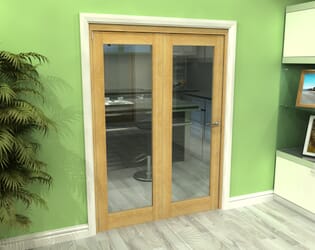 Glazed Oak 2 Door Roomfold Grande (2 + 0 x 686mm Doors)