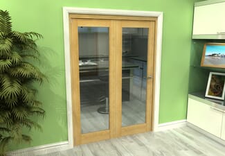 Glazed Oak 2 Door Roomfold Grande (2 + 0 x 686mm Doors)