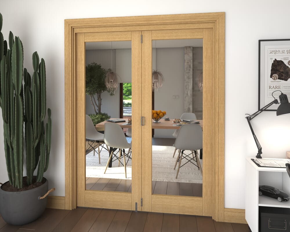 Glazed Oak 2 Door Roomfold Grande (2 + 0 x 762mm Doors)